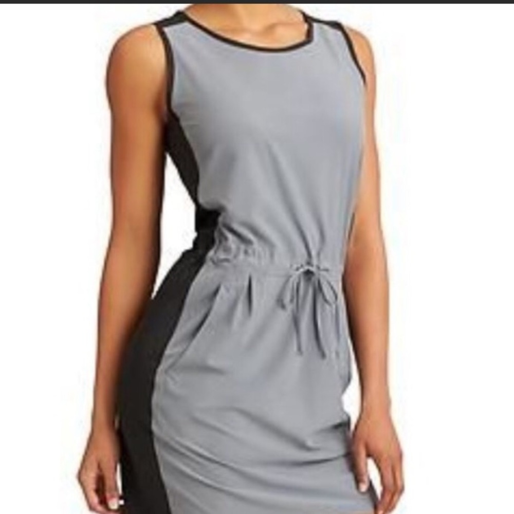 Athleta Gray Sheath Midi Dress Sleeveless Crew Neck